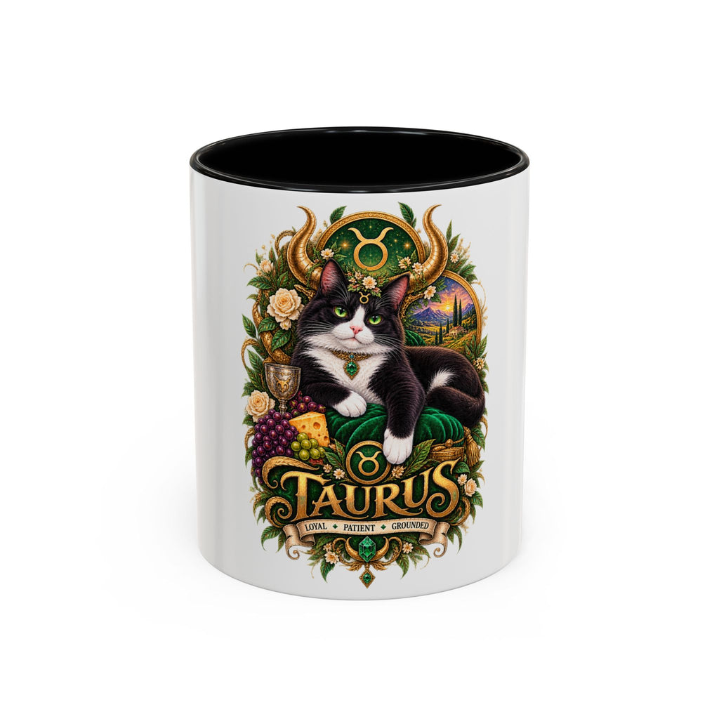 Taurus Tuxedo Cat Coffee Mug — Zodiac Astrology Gift (11/15 oz)