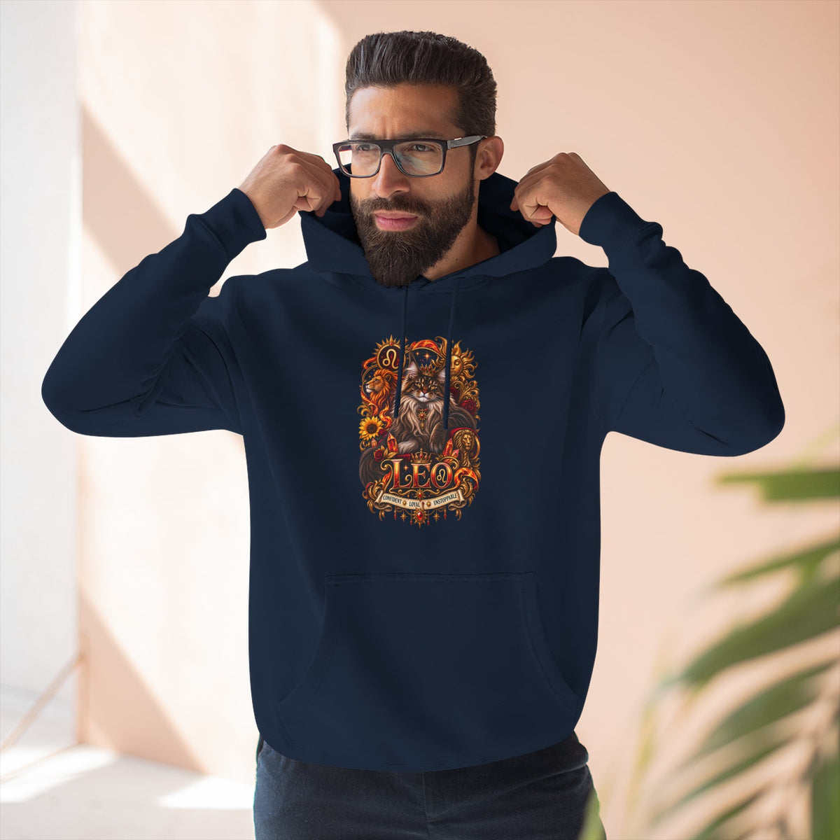 Leo Maine Coon Zodiac Hoodie — Mystical Celestial Cat Astrology Design