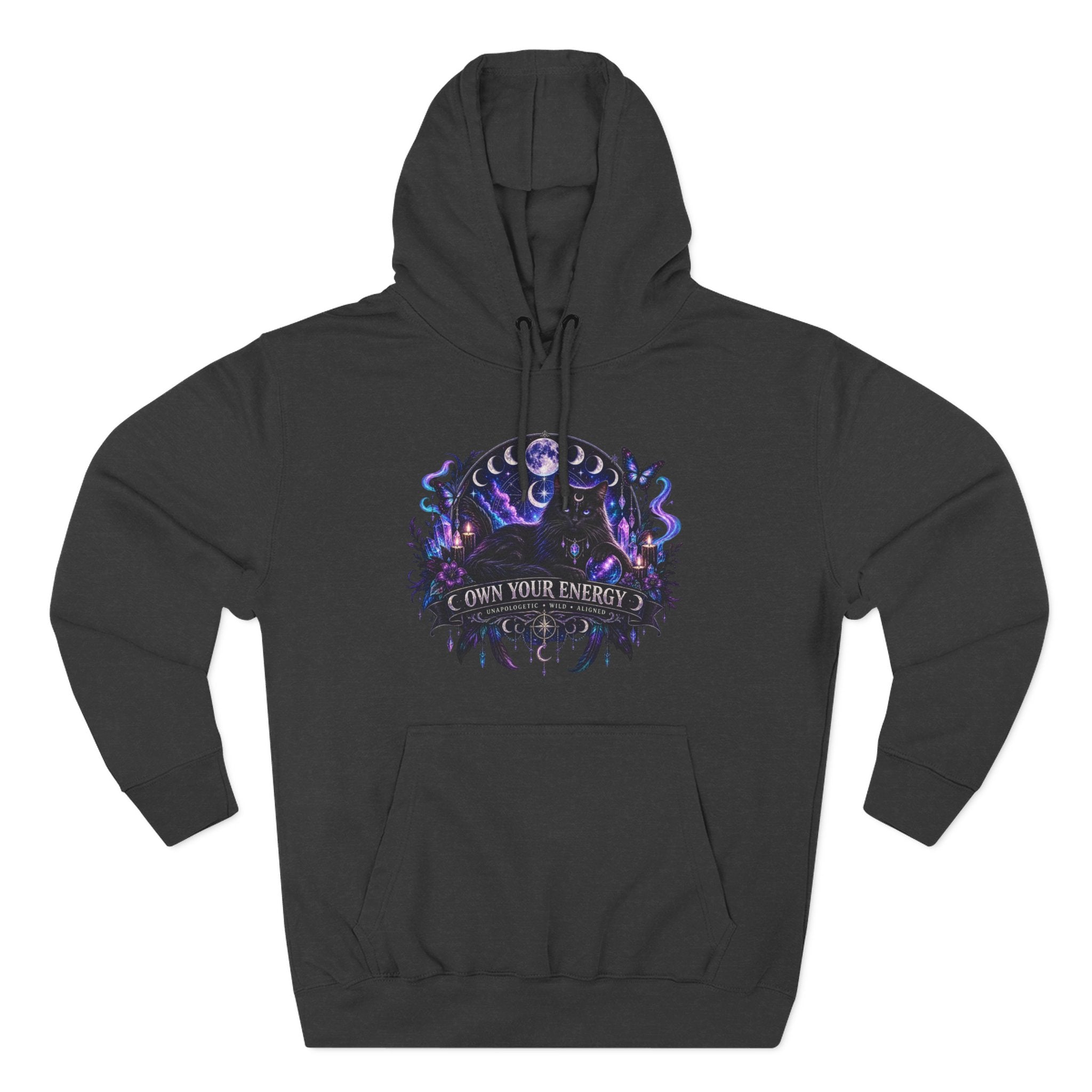 Mystical Black Cat Fleece Hoodie