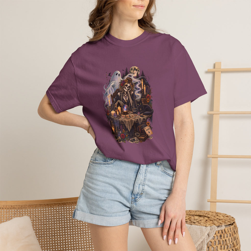 Tarot Seance Skeleton, Black Cat & Ghost Graphic Tee