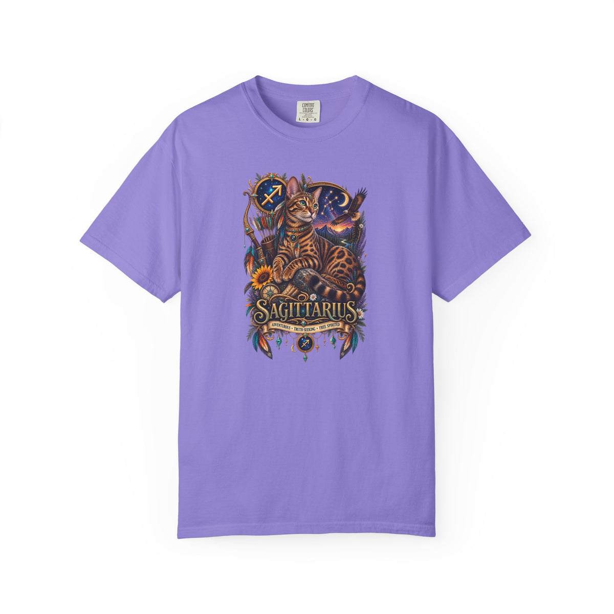 Sagittarius Zodiac Bengal Cat T-Shirt — Astrological Archer Horoscope Tee