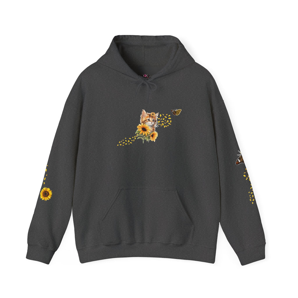 Sunflower Kitten Hoodie | Cute Cat, Sunflower Sleeve Design
