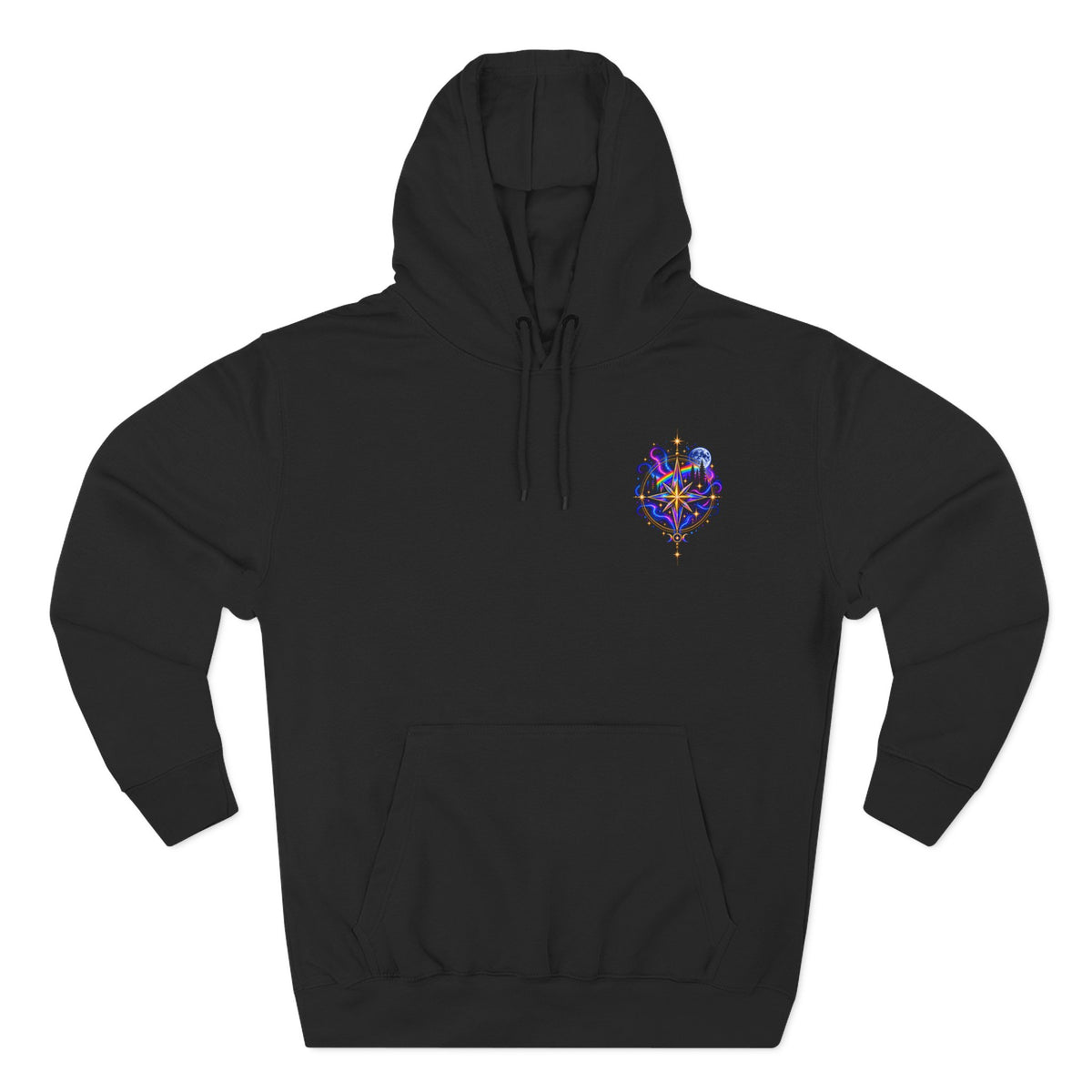 Guided by Light Bound toTruth Fleece Hoodie — Spiritual Galaxy Chest Emblem & Backscape Design