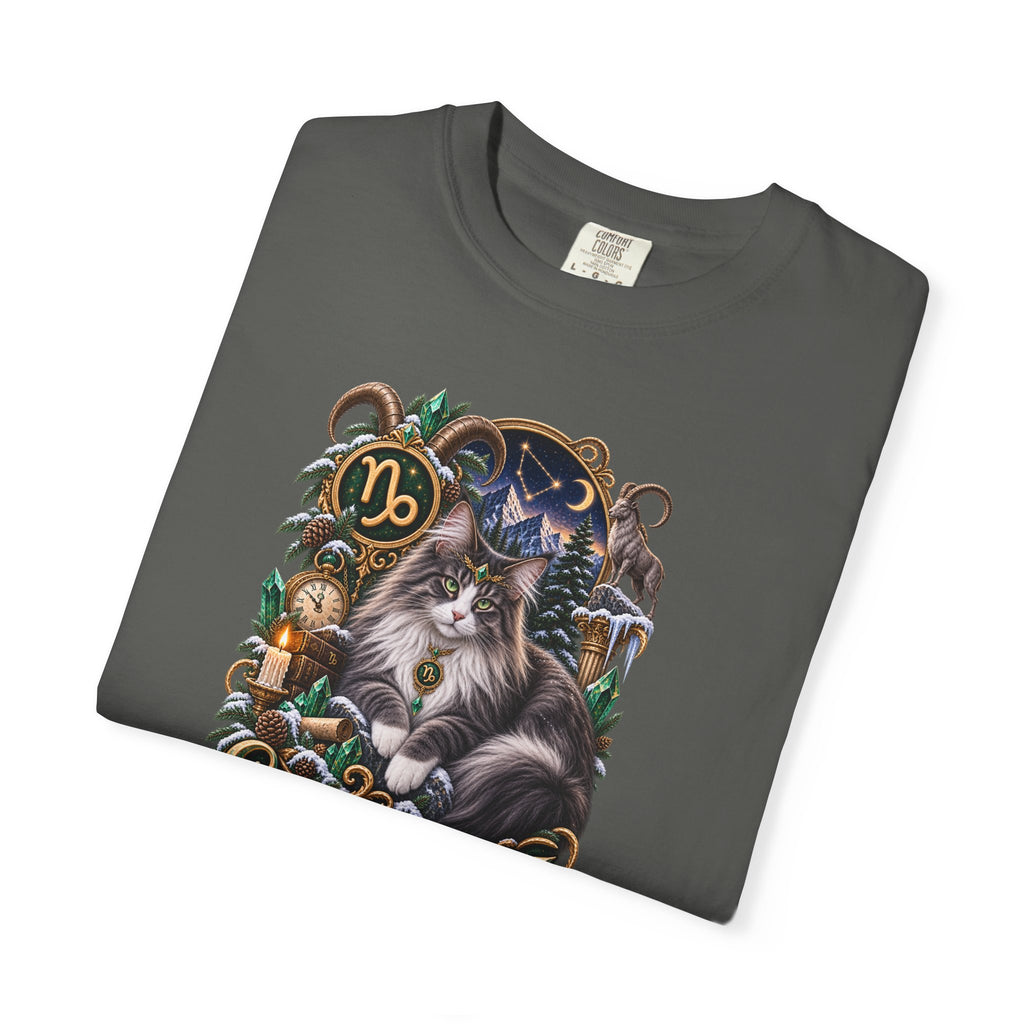 Capricorn Zodiac Norwegian Mountain Cat T-Shirt — Astrological Horoscope Tee