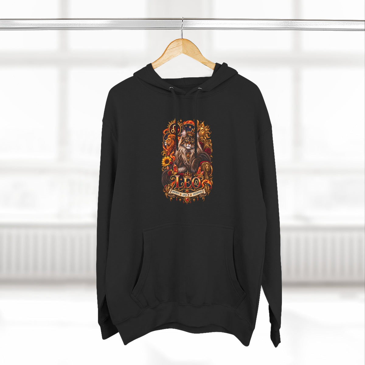 Leo Maine Coon Zodiac Hoodie — Mystical Celestial Cat Astrology Design