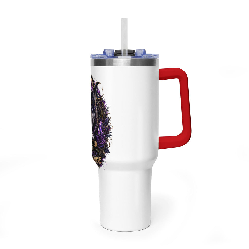 40oz Vacuum Tumbler — 'Protected & Guided' Mystic Wolf Thermal Mug
