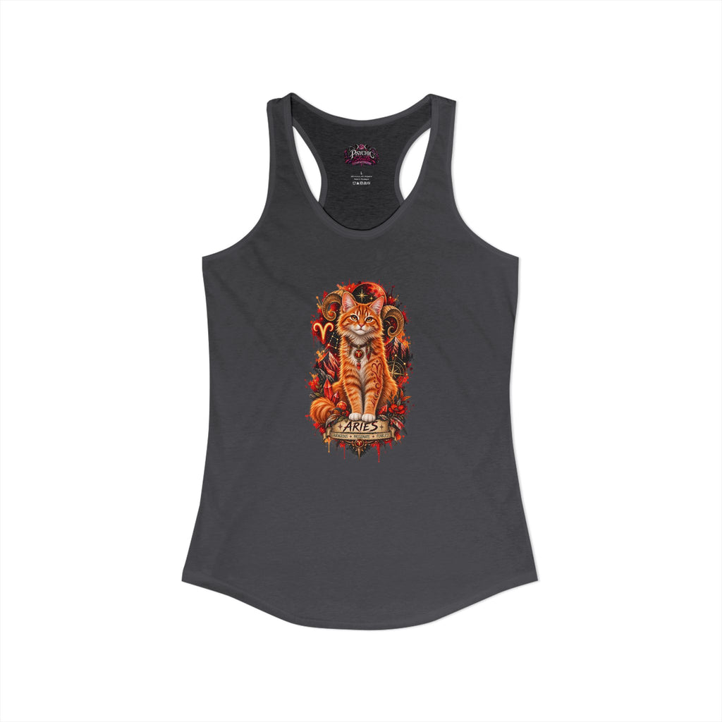 Aries Orange Tabby Cat Zodiac Tank- Celestial Astrology Cat Lover Tank