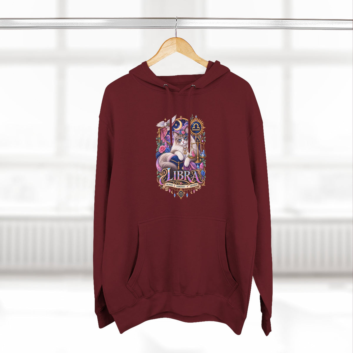 Libra Zodiac Hoodie — Persian Artistic Astrological Sign Sweatshirt