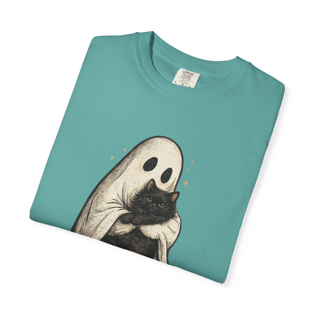 Ghost Hug T-Shirt — Cute Ghost Holding Cat Graphic Tee