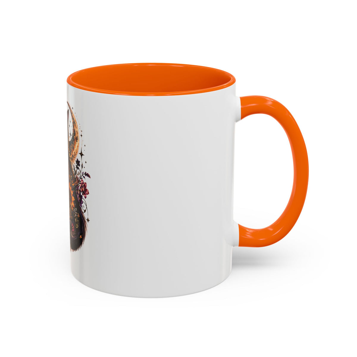 Cat & Skull Accent Coffee Mug — Gothic Black Cat Art Coffee Cup (11/15oz)