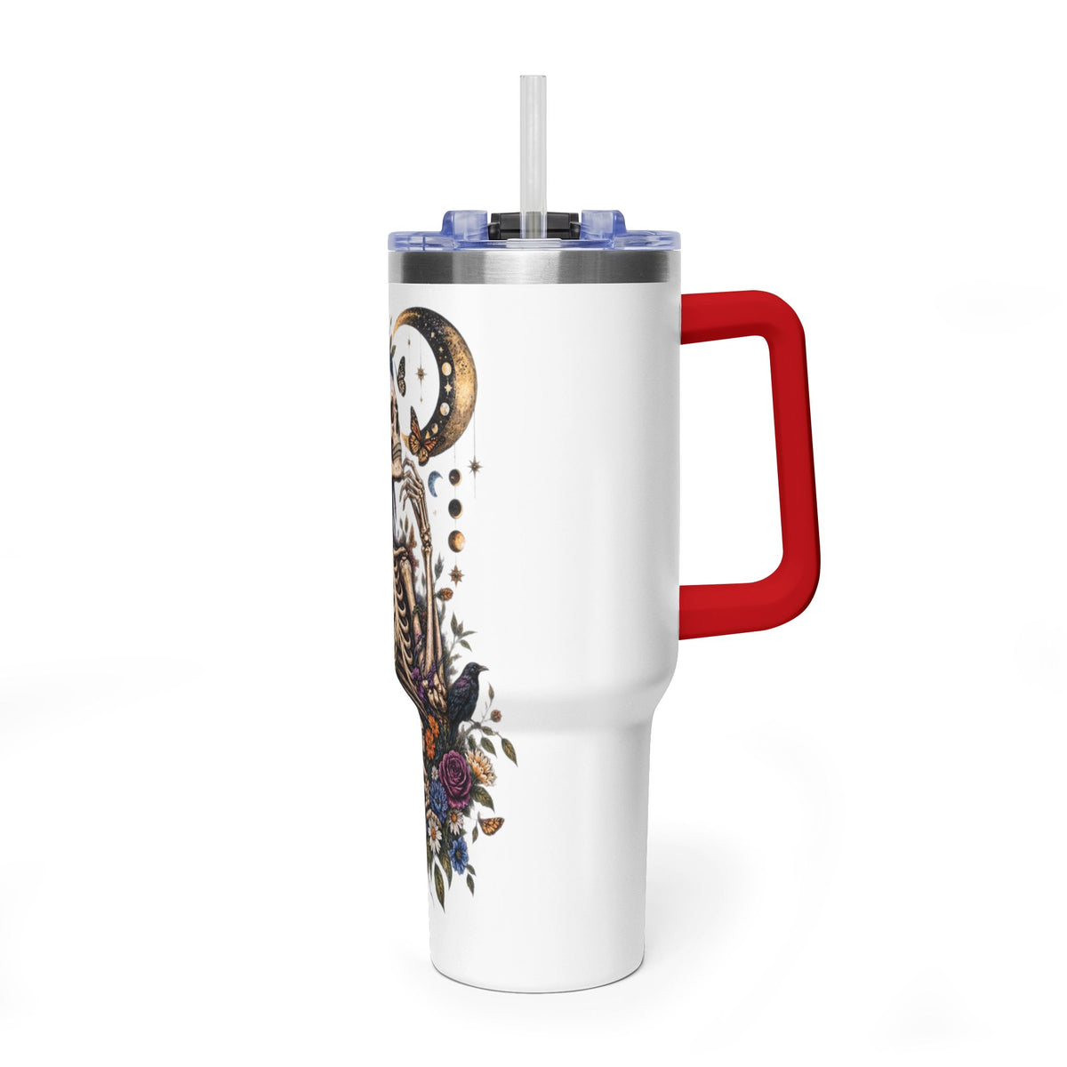 40oz Floral Skeleton Tumbler – Insulated Vacuum Travel Mug