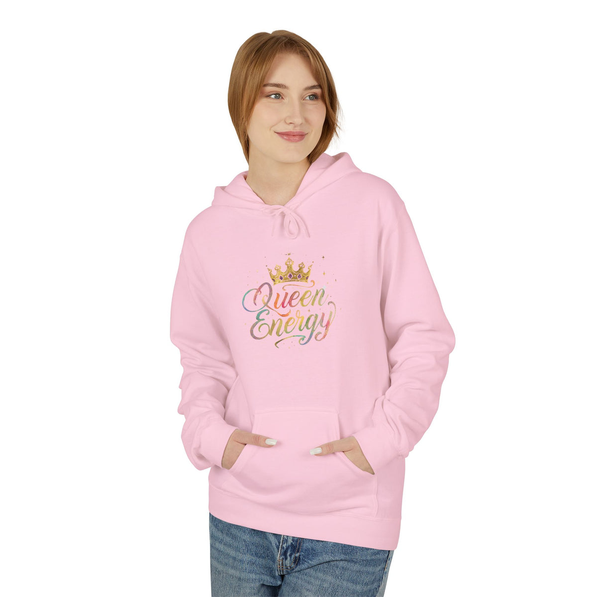 Queen Energy Hoodie – Pastel Script Crown Sweatshirt Classic