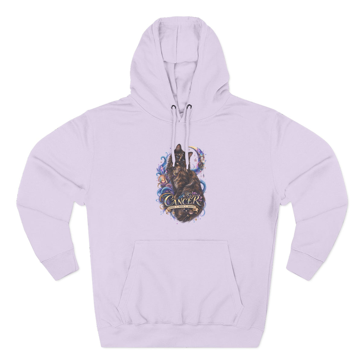 Cancer Tortoiseshell Cat Zodiac Hoodie — Zodiac Cat Graphic Fleece Pullover