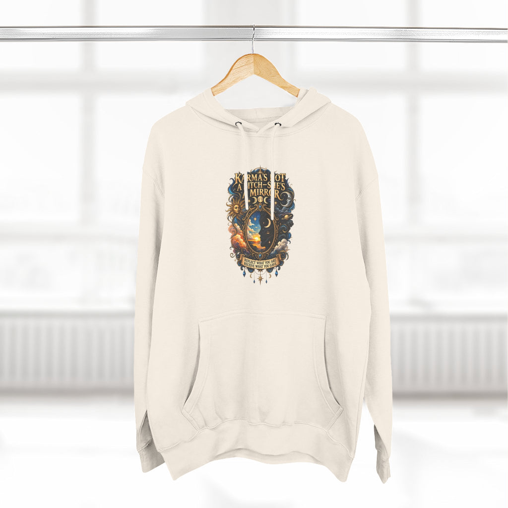 "Karma's not a Bitch she's a Mirror" Hoodie — Spiritual Boho Graphic Pullover