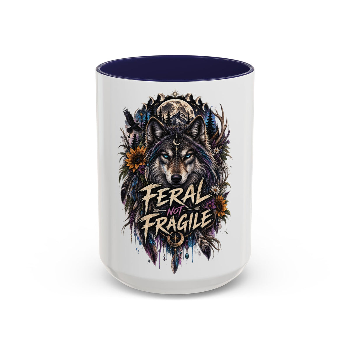 Feral Not Fragile Wolf Accent Coffee Mug (11oz & 15oz)