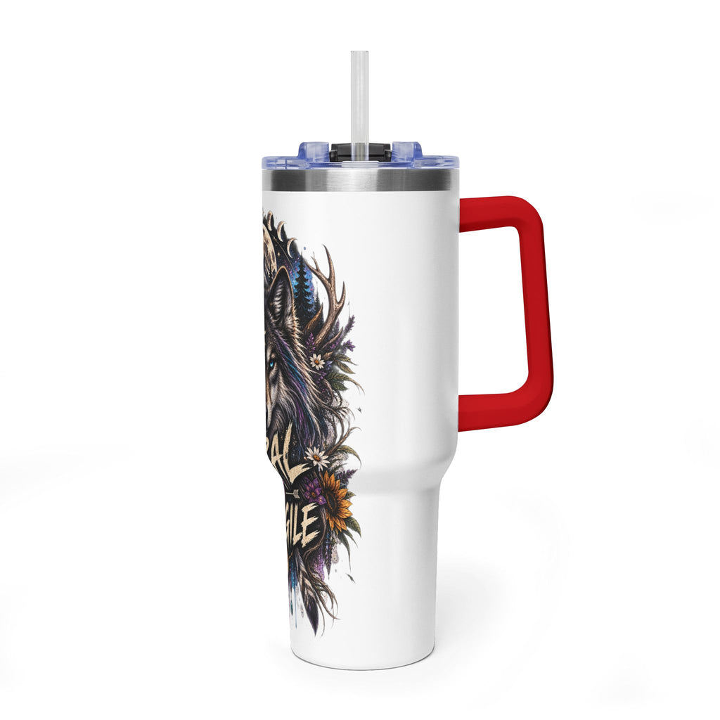 40oz Wolf Tumbler — “Feral Not Fragile” Insulated Thermal Cup