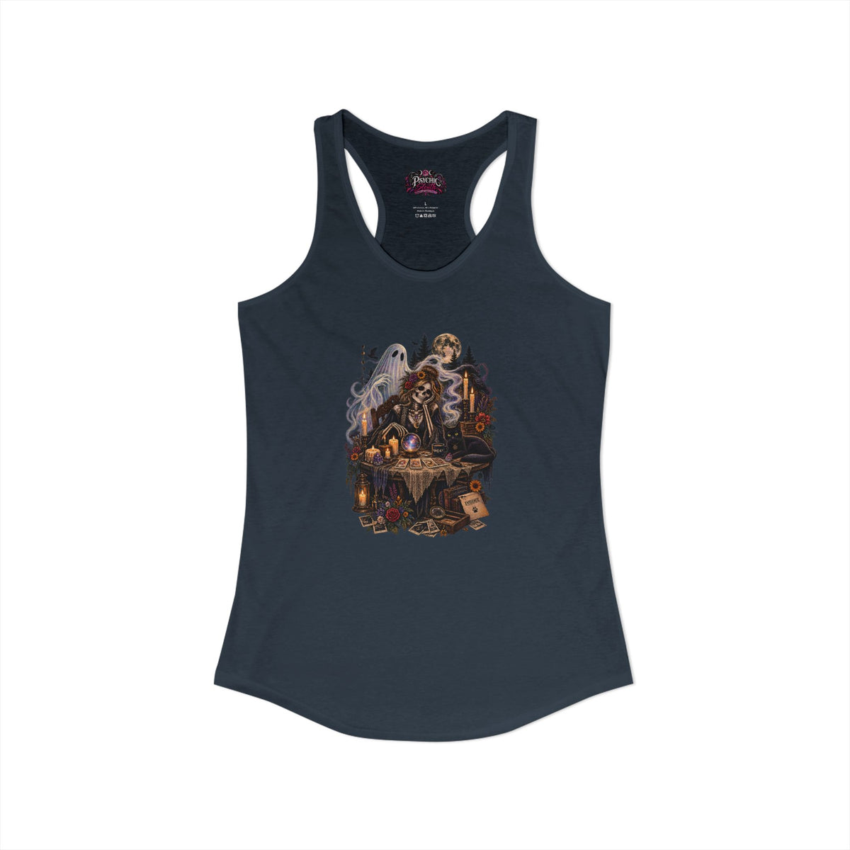 Ghost, Skeleton and Black Cat Read Tarot Cards Tank