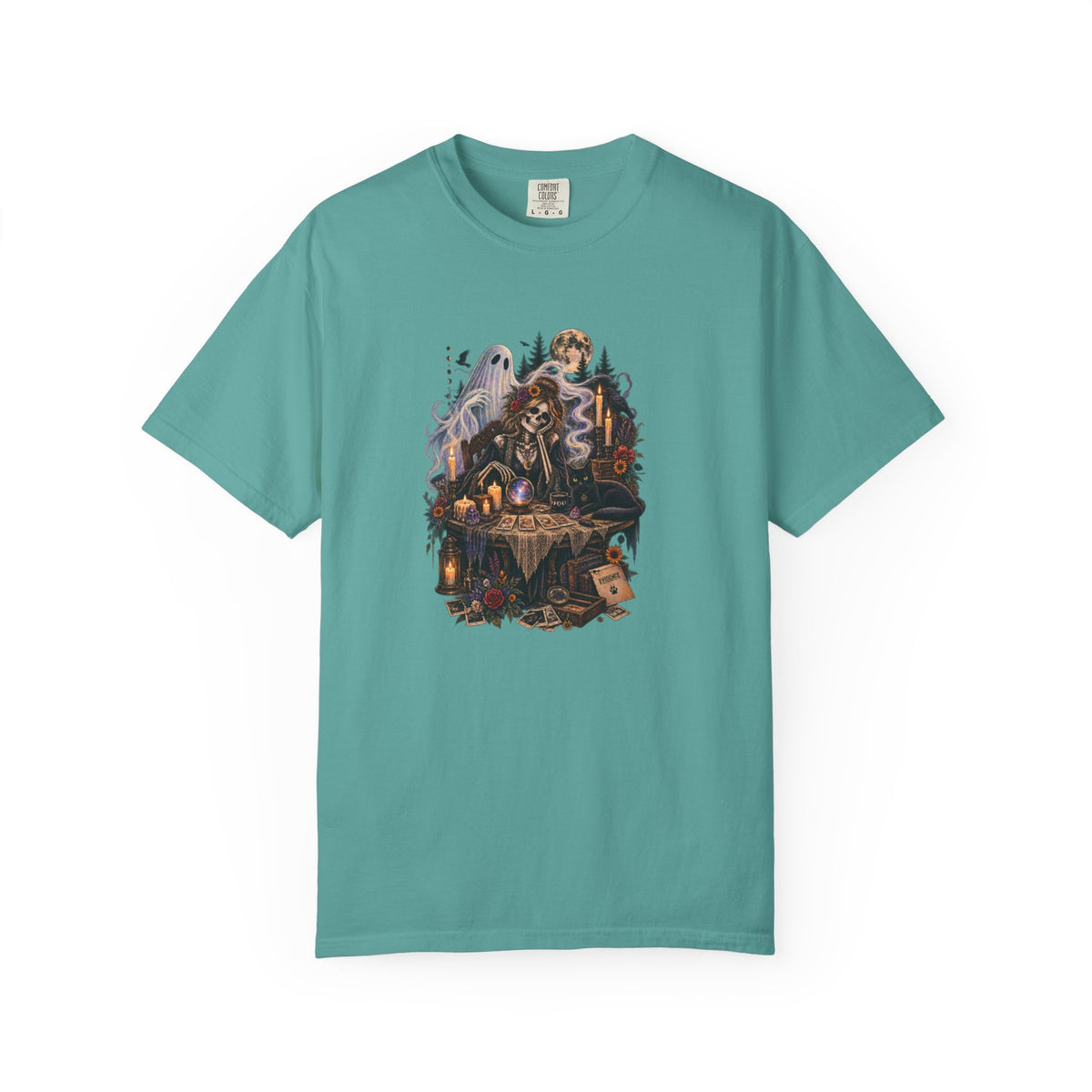Tarot Seance Skeleton, Black Cat & Ghost Graphic Tee