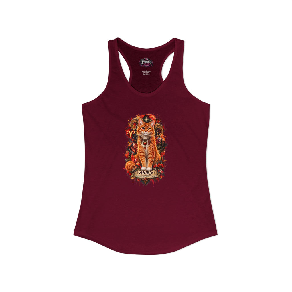 Aries Orange Tabby Cat Zodiac Tank- Celestial Astrology Cat Lover Tank
