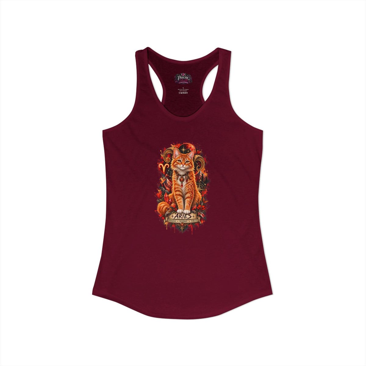 Aries Orange Tabby Cat Zodiac Tank- Celestial Astrology Cat Lover Tank