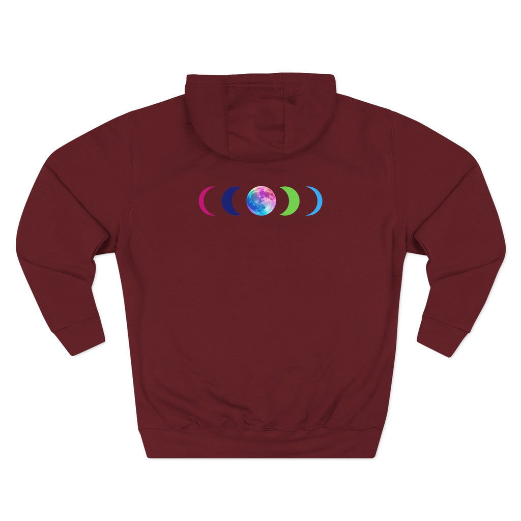 Rainbow Wolf Silhouette Hoodie | Colorful Moon Graphic