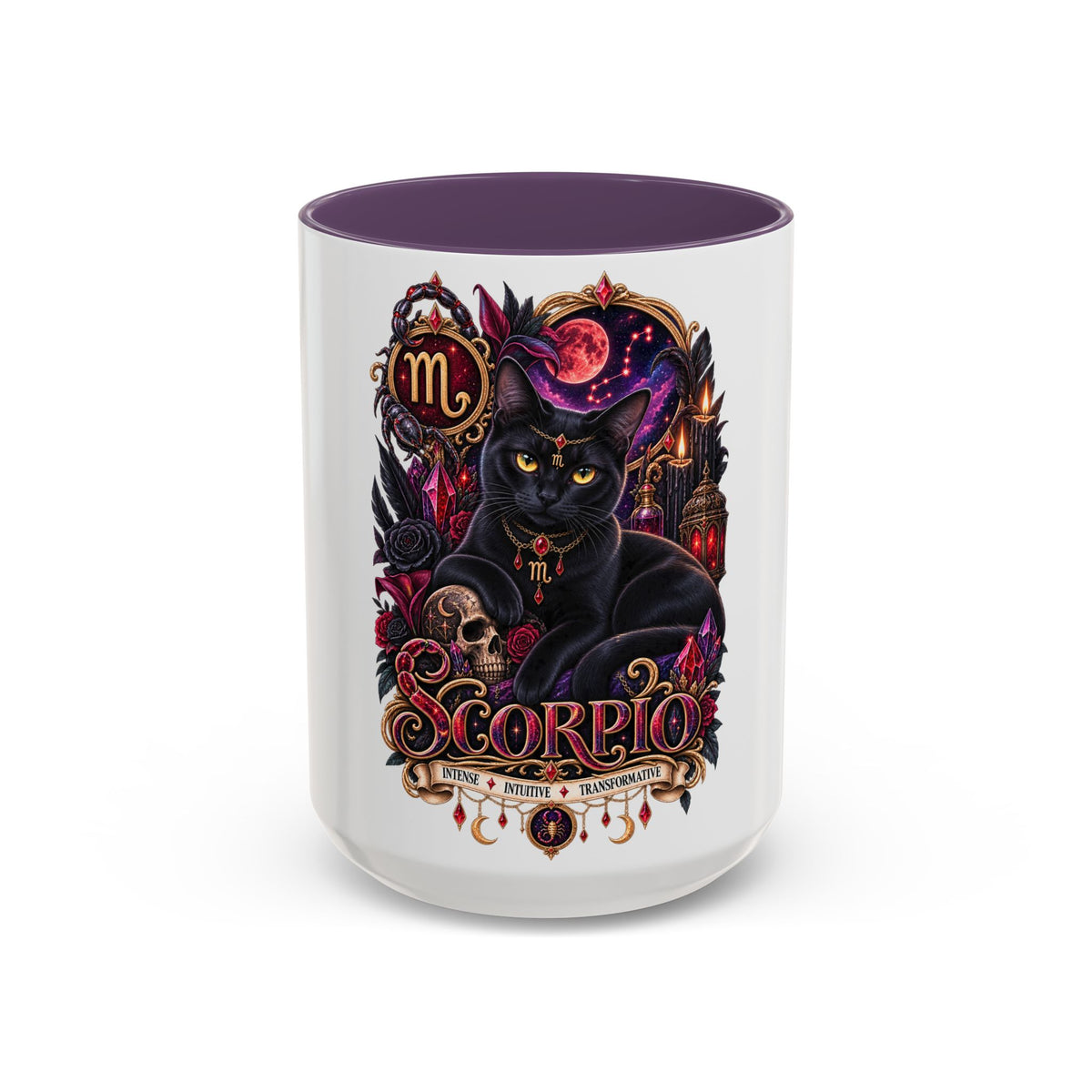 Scorpio Zodiac Black Cat Accent Coffee Mug – Astrology Gift (11oz & 15oz)