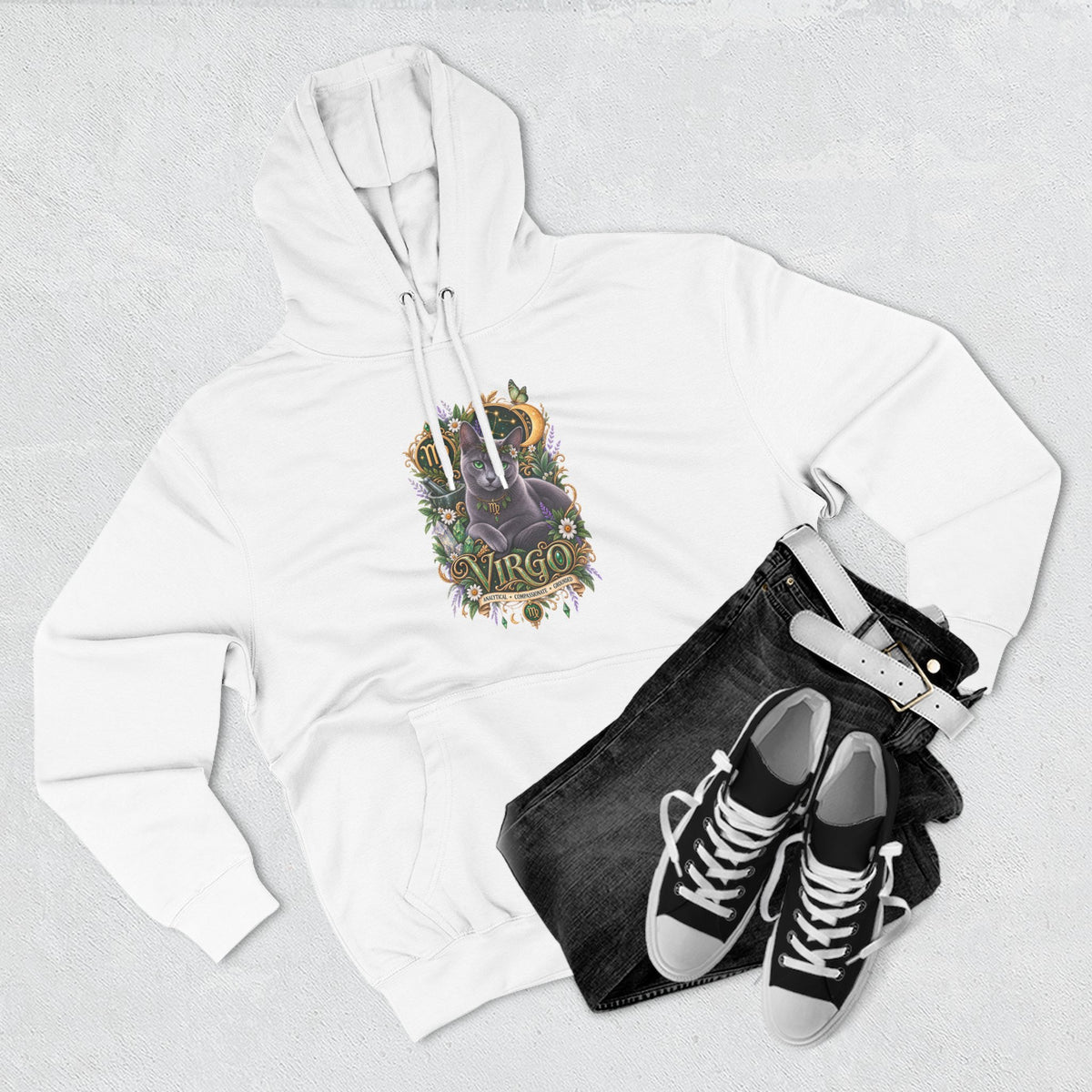 Virgo Russian Blue Cat Zodiac Hoodie — Astrological Virgo Horoscope Pullover