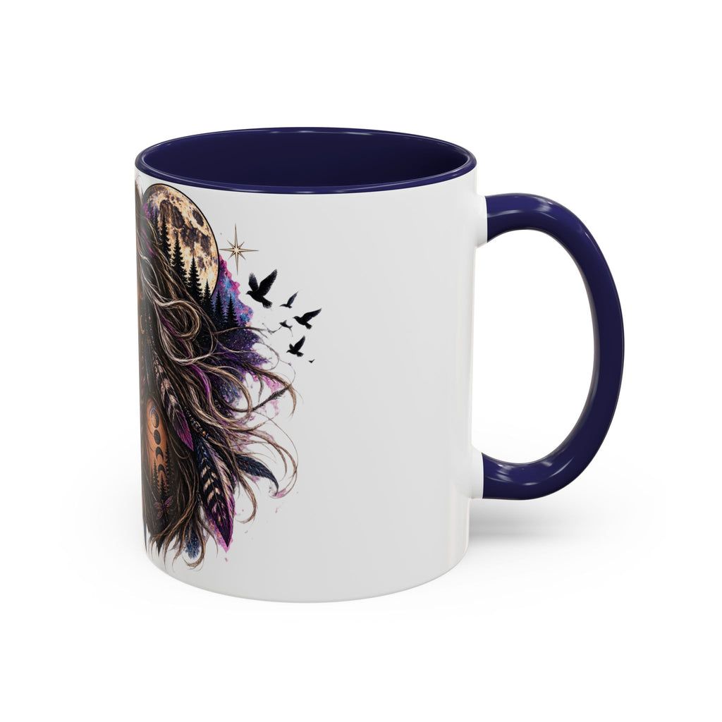 Feral Not Fragile Accent Coffee Mug — Wolf Goddess 11oz/15oz