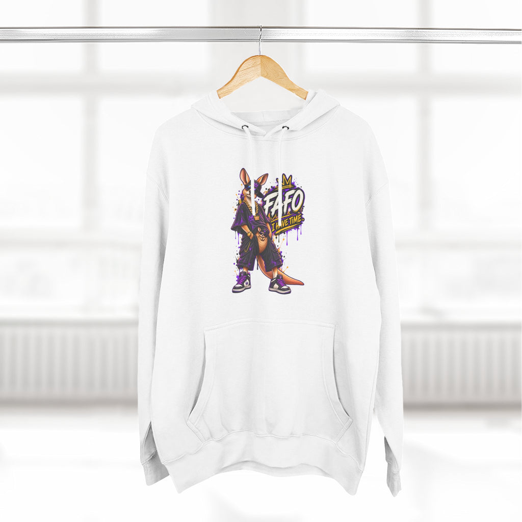 Streetstyle Kangaroo Graphic Hoodie — "FAFO" Retro Character Pullover