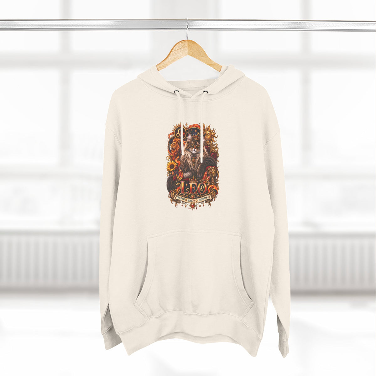 Leo Maine Coon Zodiac Hoodie — Mystical Celestial Cat Astrology Design