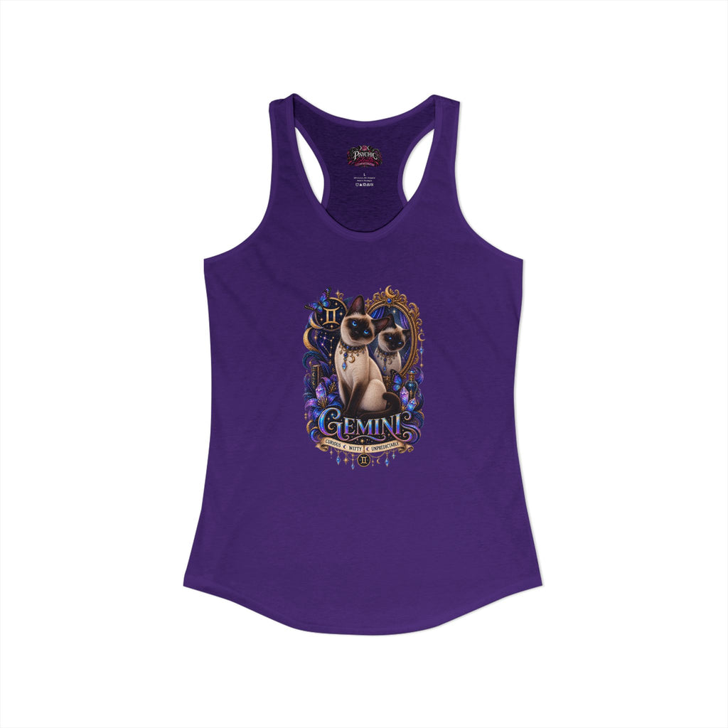 Gemini Siamese Cat Zodiac Tank- Celestial Astrology Cat Lover Tank