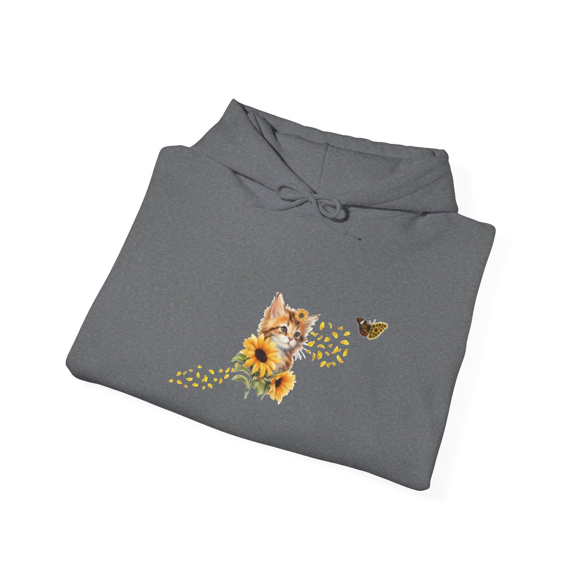 Sunflower Kitten Hoodie | Cute Cat, Sunflower Sleeve Design