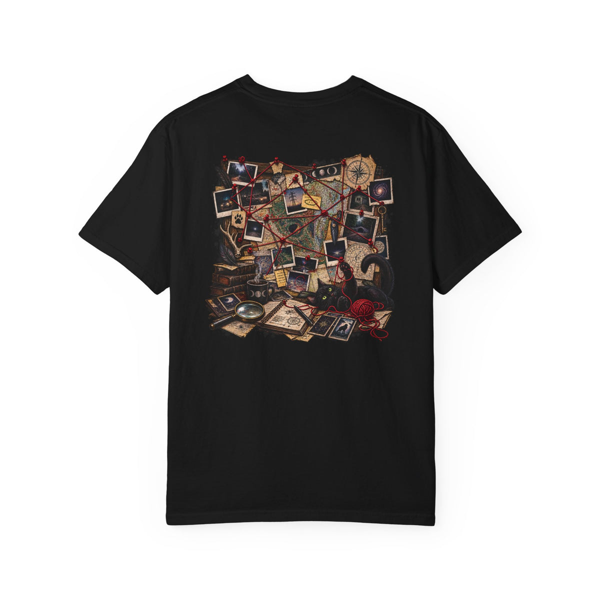 Mystery Evidence Board T-Shirt — Crime Scene Collage Graphic Tee