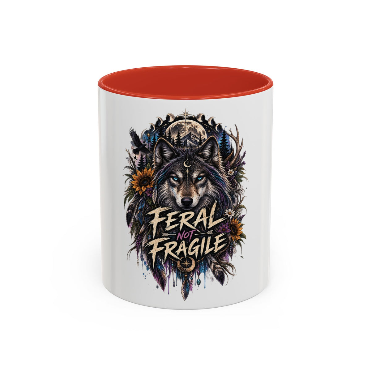 Feral Not Fragile Wolf Accent Coffee Mug (11oz & 15oz)