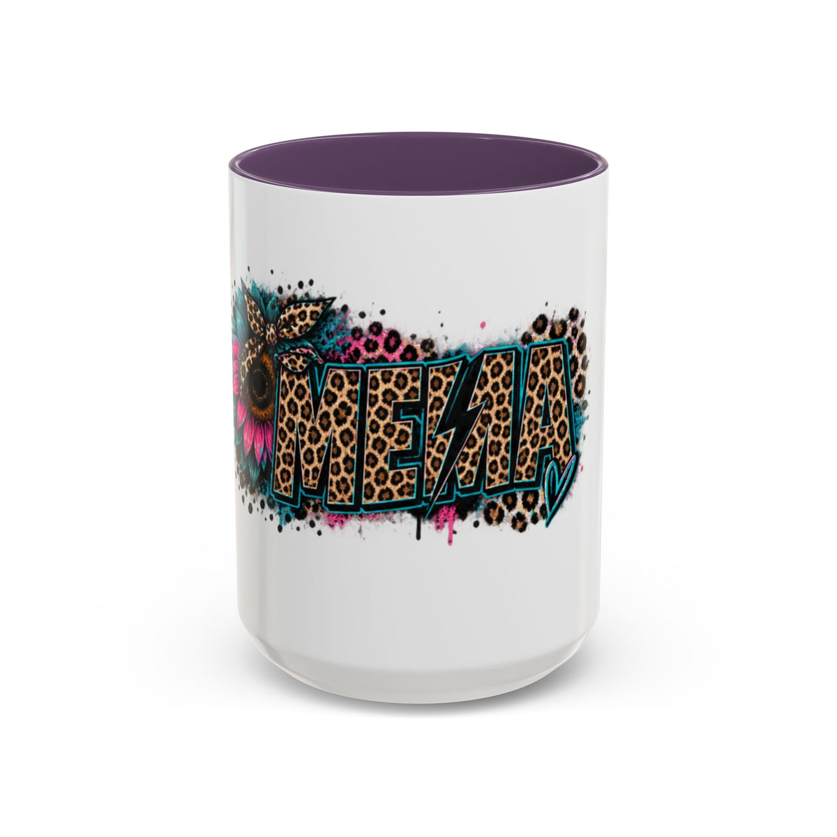 Leopard Print 'Mema' Accent Coffee Mug — Bold Animal Print Ceramic Mug- Mema Gift