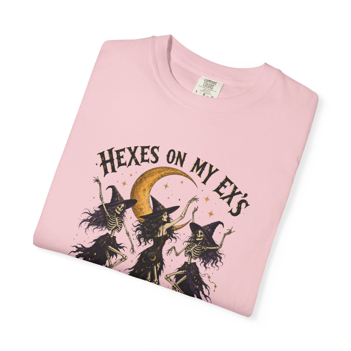 Witches and skeleton Graphic T-Shirt — "Hexes On My Ex's" Moon Witch Tee
