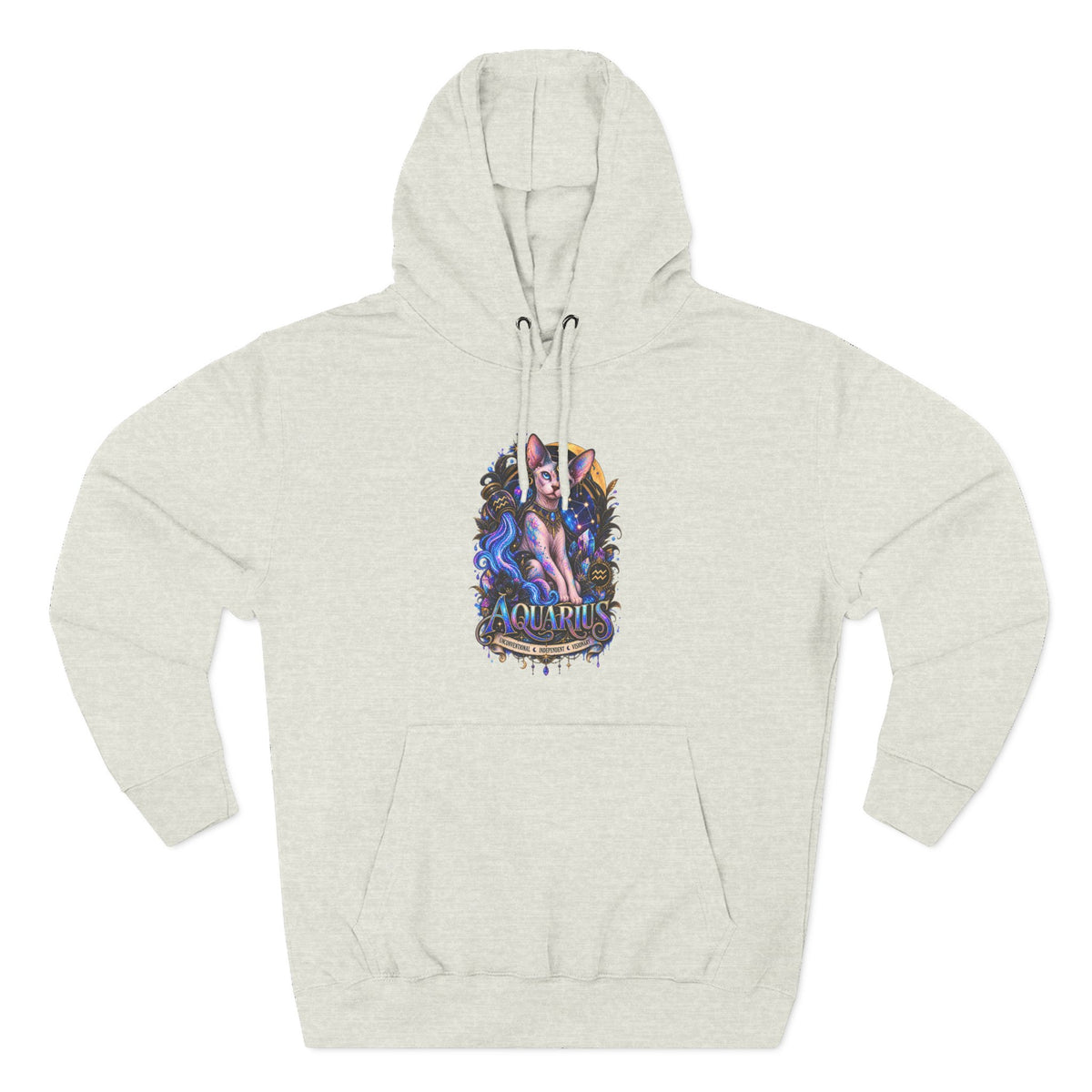 Aquarius Sphynx Cat Zodiac Hoodie- Celestial Astrology Cat Lover Sweatshirt