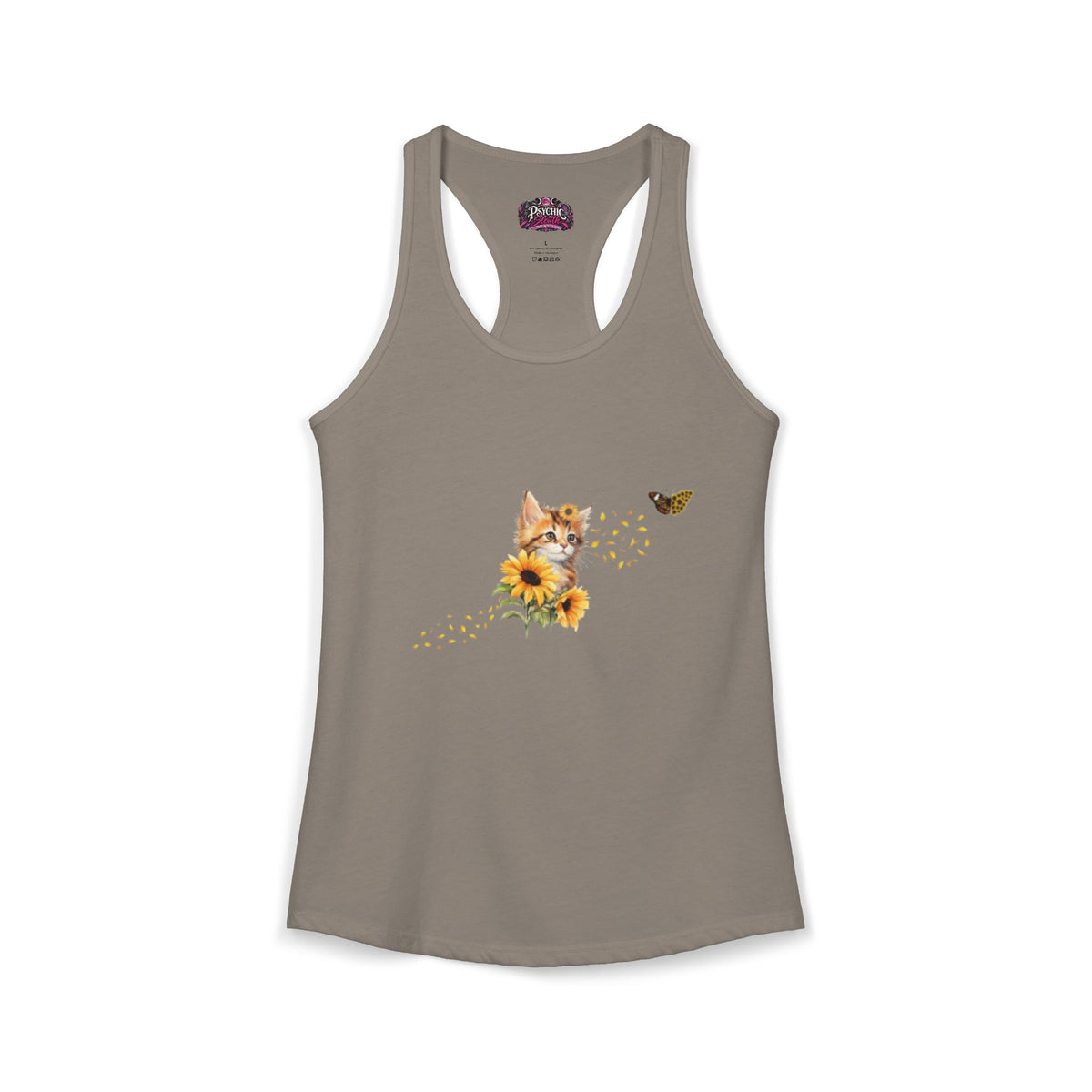 Kitten Sunflower Chasing Butterfly Tank