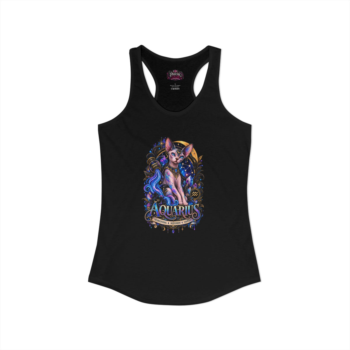 Aquarius Sphynx Cat Zodiac Tank- Celestial Astrology Cat Lover Tank