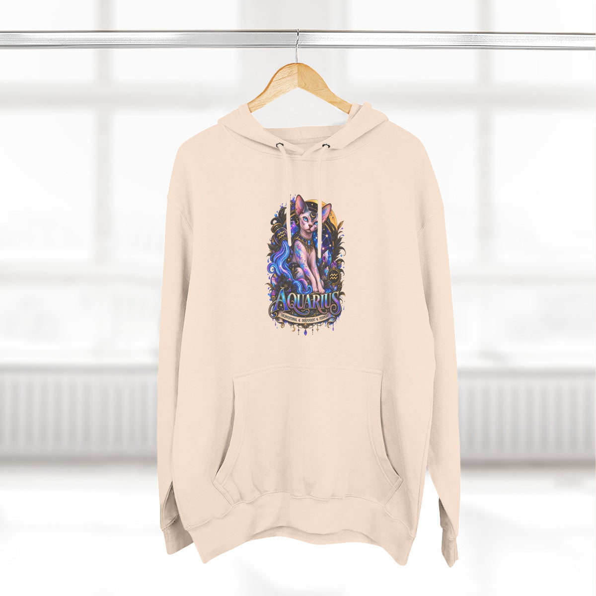 Aquarius Sphynx Cat Zodiac Hoodie- Celestial Astrology Cat Lover Sweatshirt