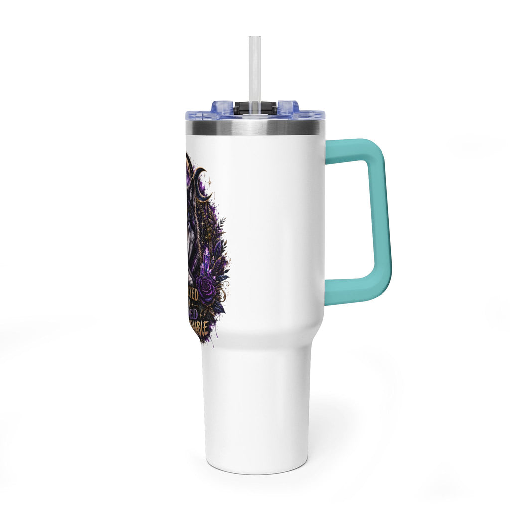 40oz Vacuum Tumbler — 'Protected & Guided' Mystic Wolf Thermal Mug