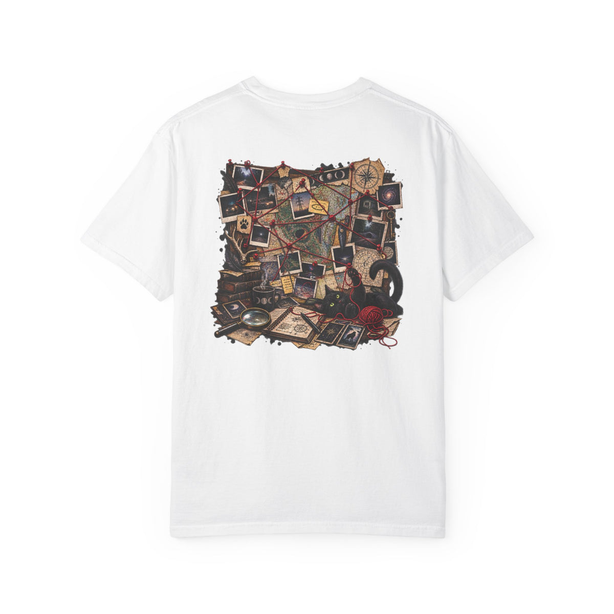 Mystery Evidence Board T-Shirt — Crime Scene Collage Graphic Tee
