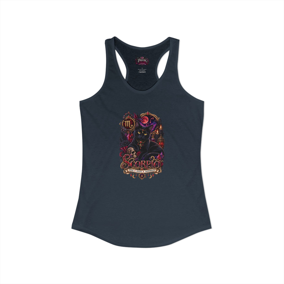Scorpio Black Cat Bombay Zodiac Tank- Celestial Astrology Cat Lover Tank