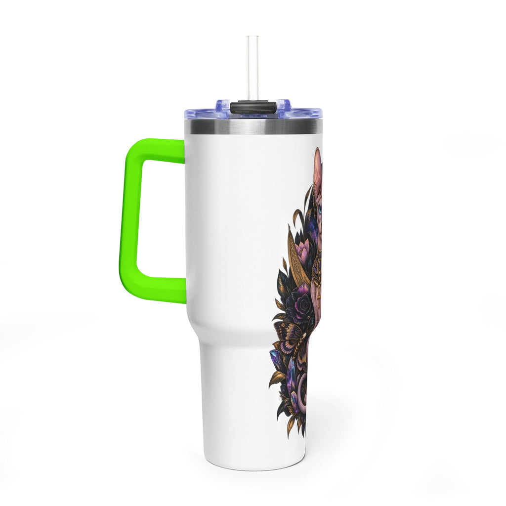 40oz Sphynx Cat Tumbler — Mystical Moon Vacuum Insulated Travel Mug
