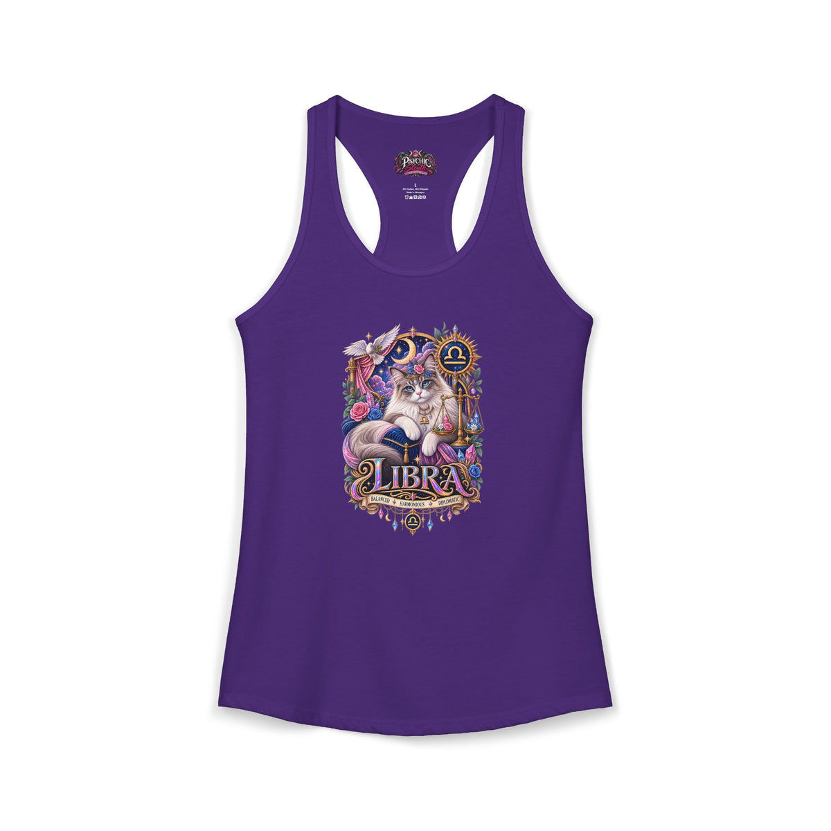 Libra Persian Cat Zodiac Tank- Celestial Astrology Cat Lover Tank