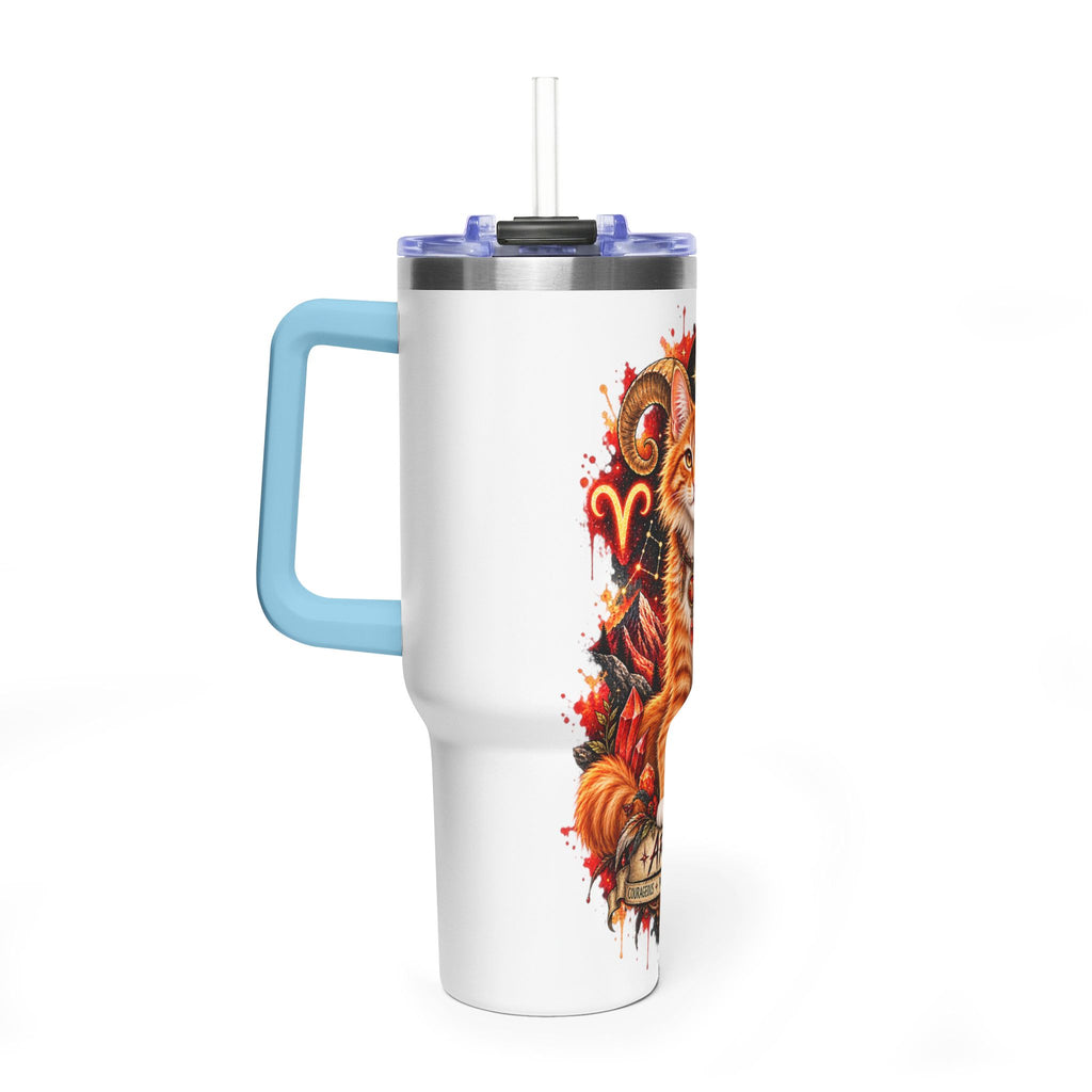 Aries Orange Tabby Cat Zodiac 40oz Tumbler – Astrological Stainless Travel Cup