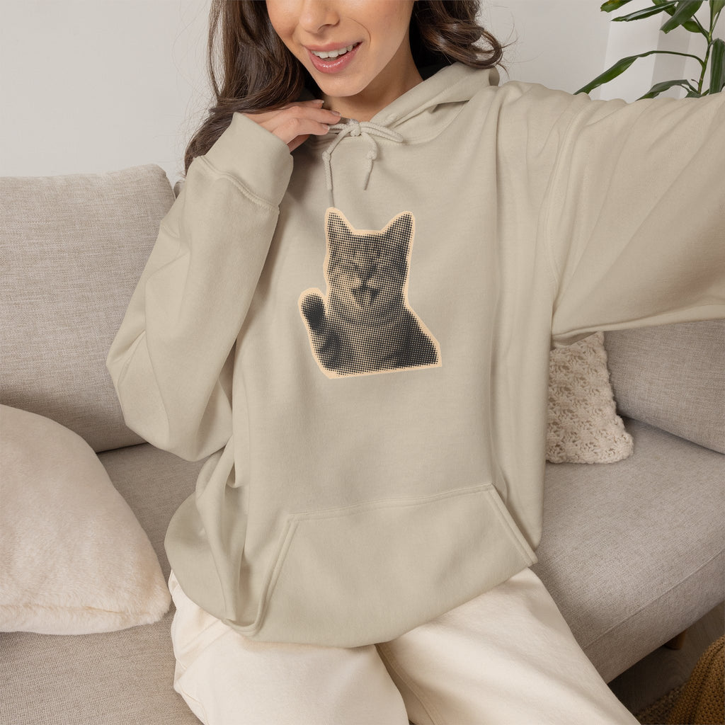 Laughing Meme Cat Hoodie – Adorable Grey Kitten Graphic Sweatshirt