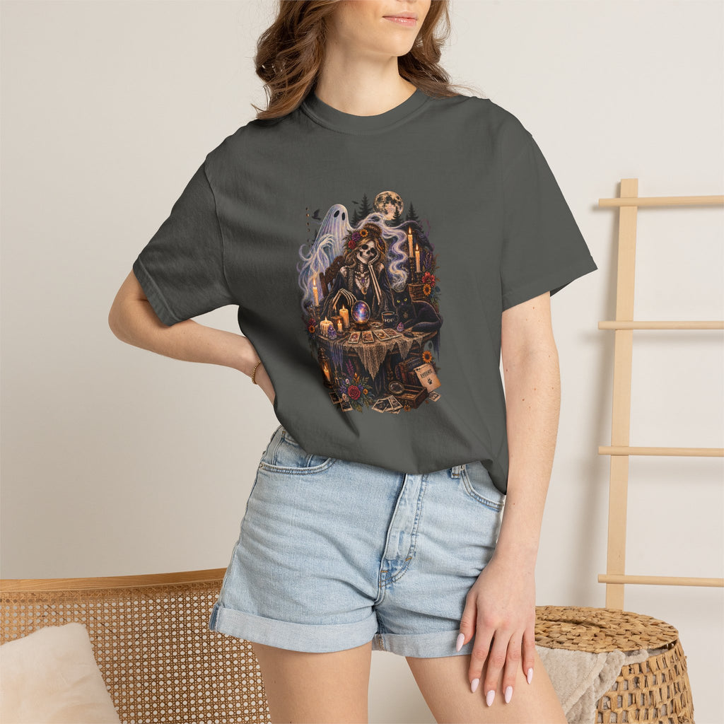 Tarot Seance Skeleton, Black Cat & Ghost Graphic Tee
