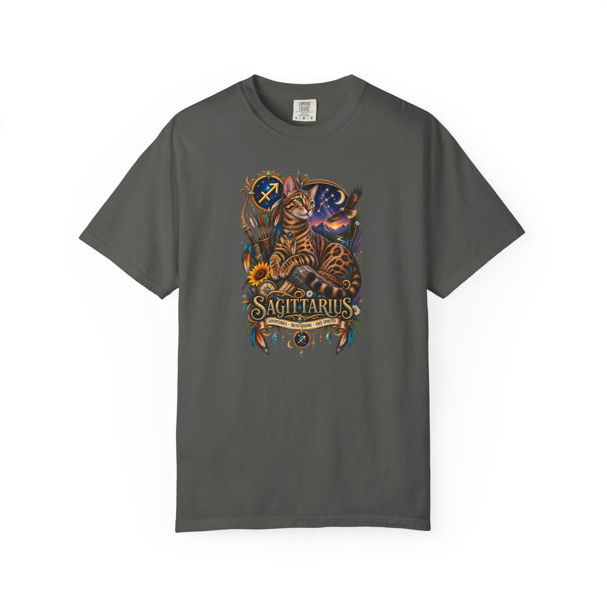 Sagittarius Zodiac Bengal Cat T-Shirt — Astrological Archer Horoscope Tee