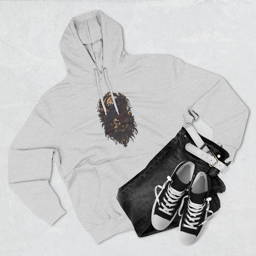 Raven Skull Graphic Hoodie — Gothic Fleece Pullover